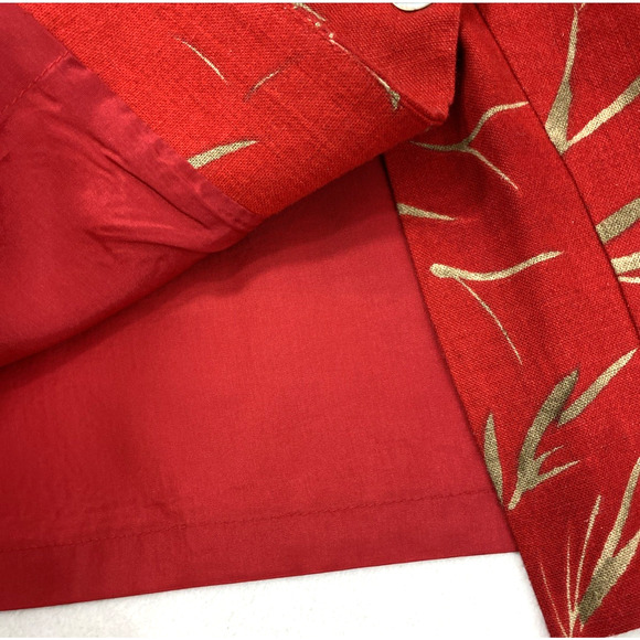 Karin Stevens Dress Womens Size 10‎ Red Bamboo Print Button Side Linen Blend - Picture 13 of 13